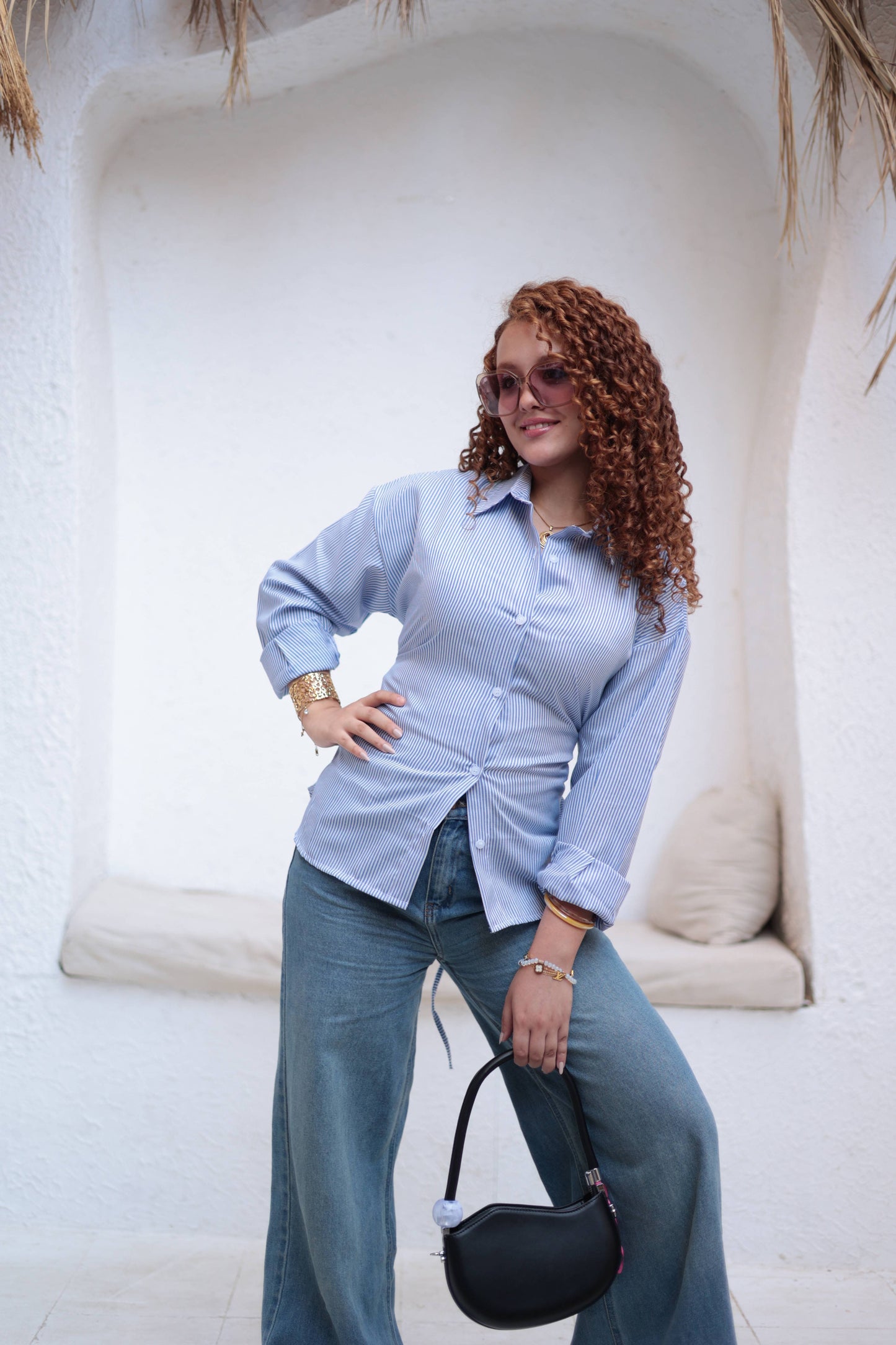 2-in-1 striped blue shirt