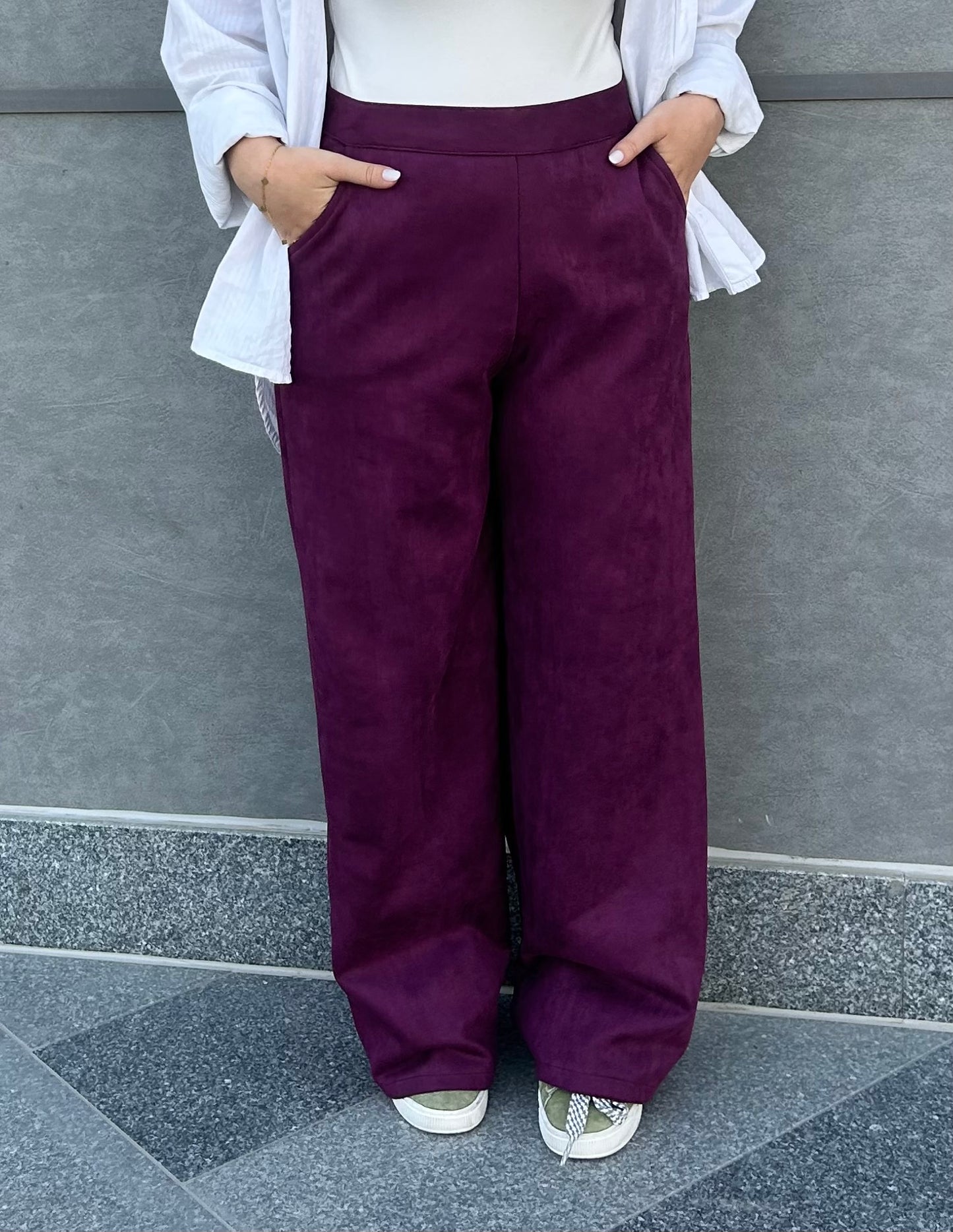 Purplish seude pants