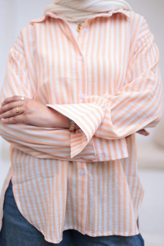 Orange oversized striped shirt