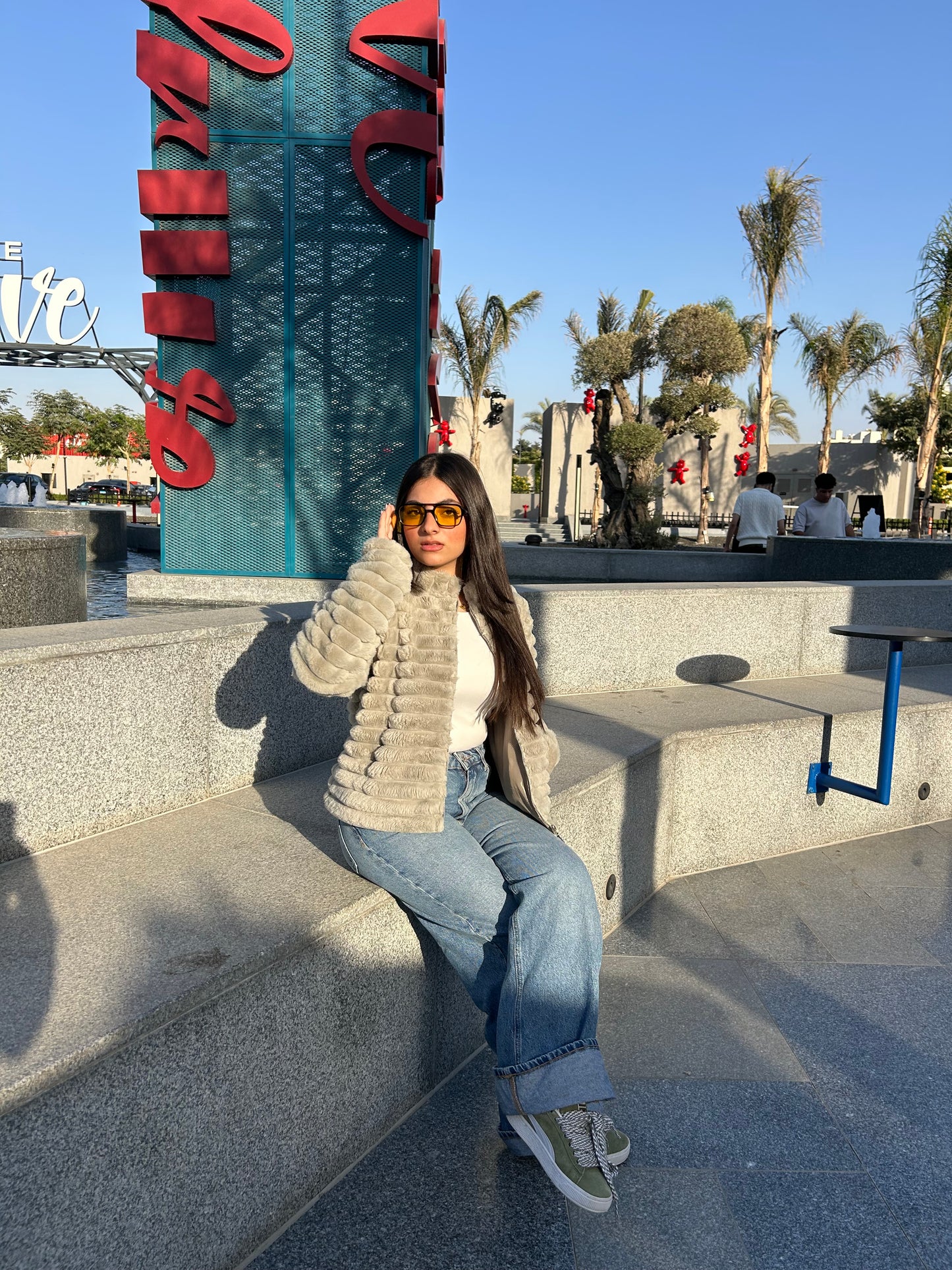 Fur mint fluffy jacket