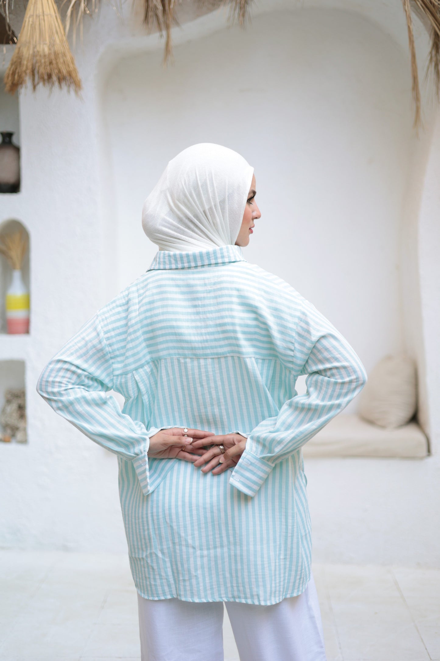 Light blue oversized striped shirt