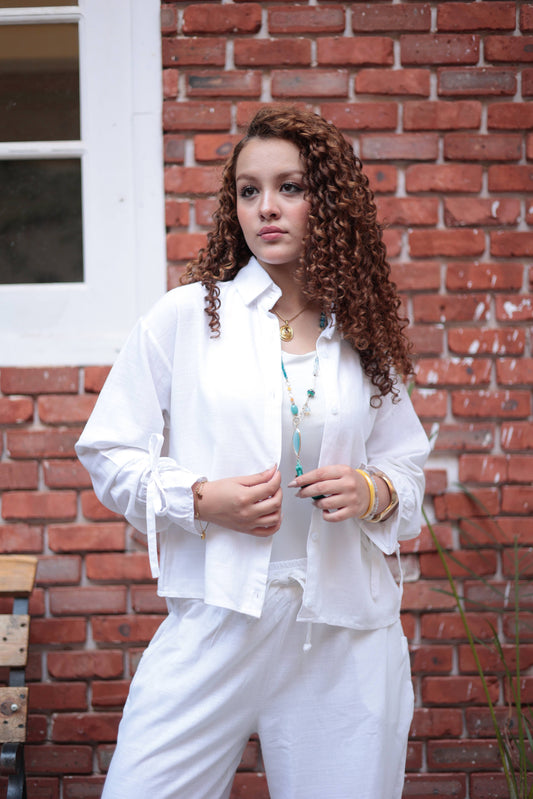 White pure linen shirt