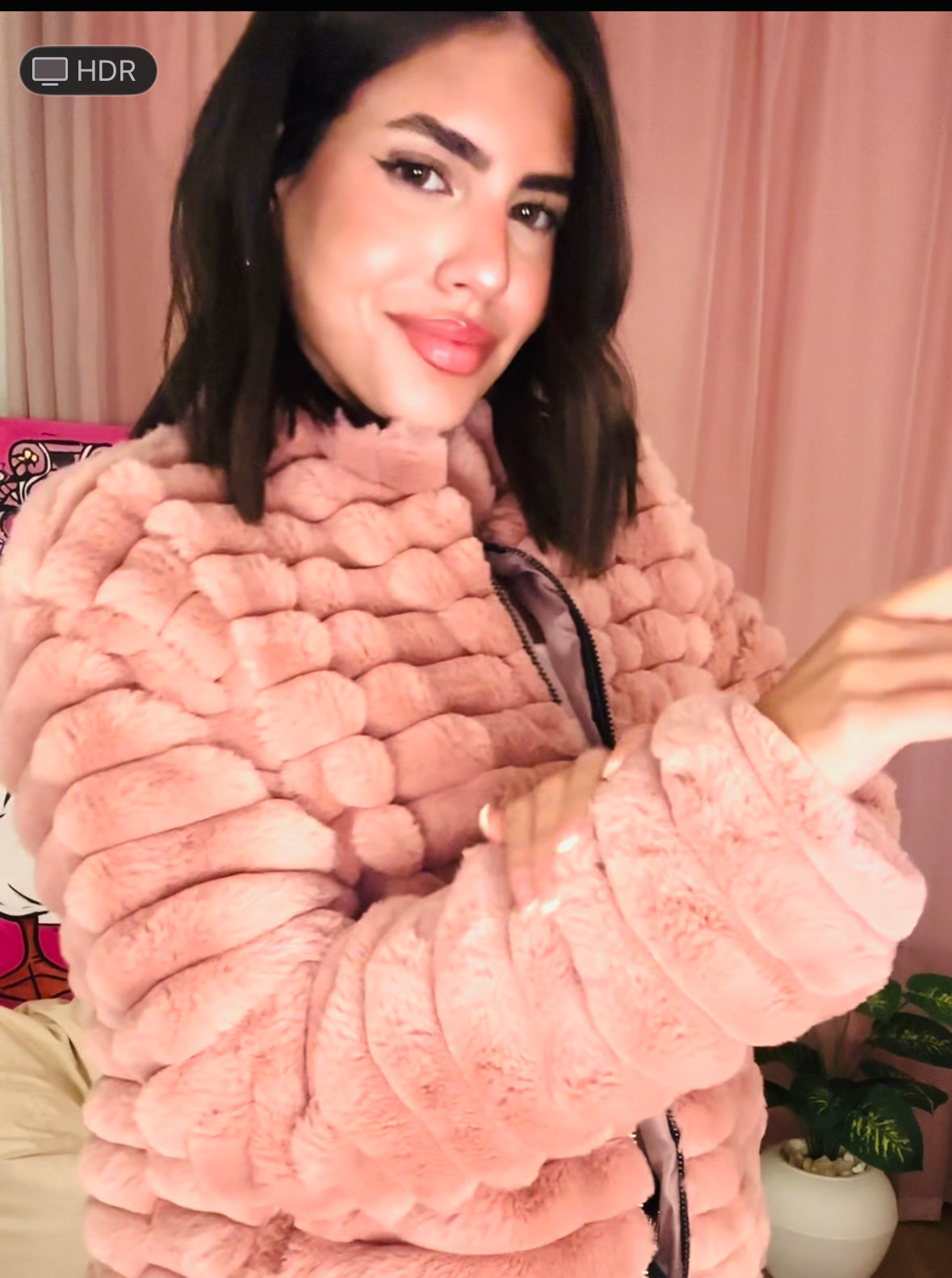 fur pink fluffy jacket