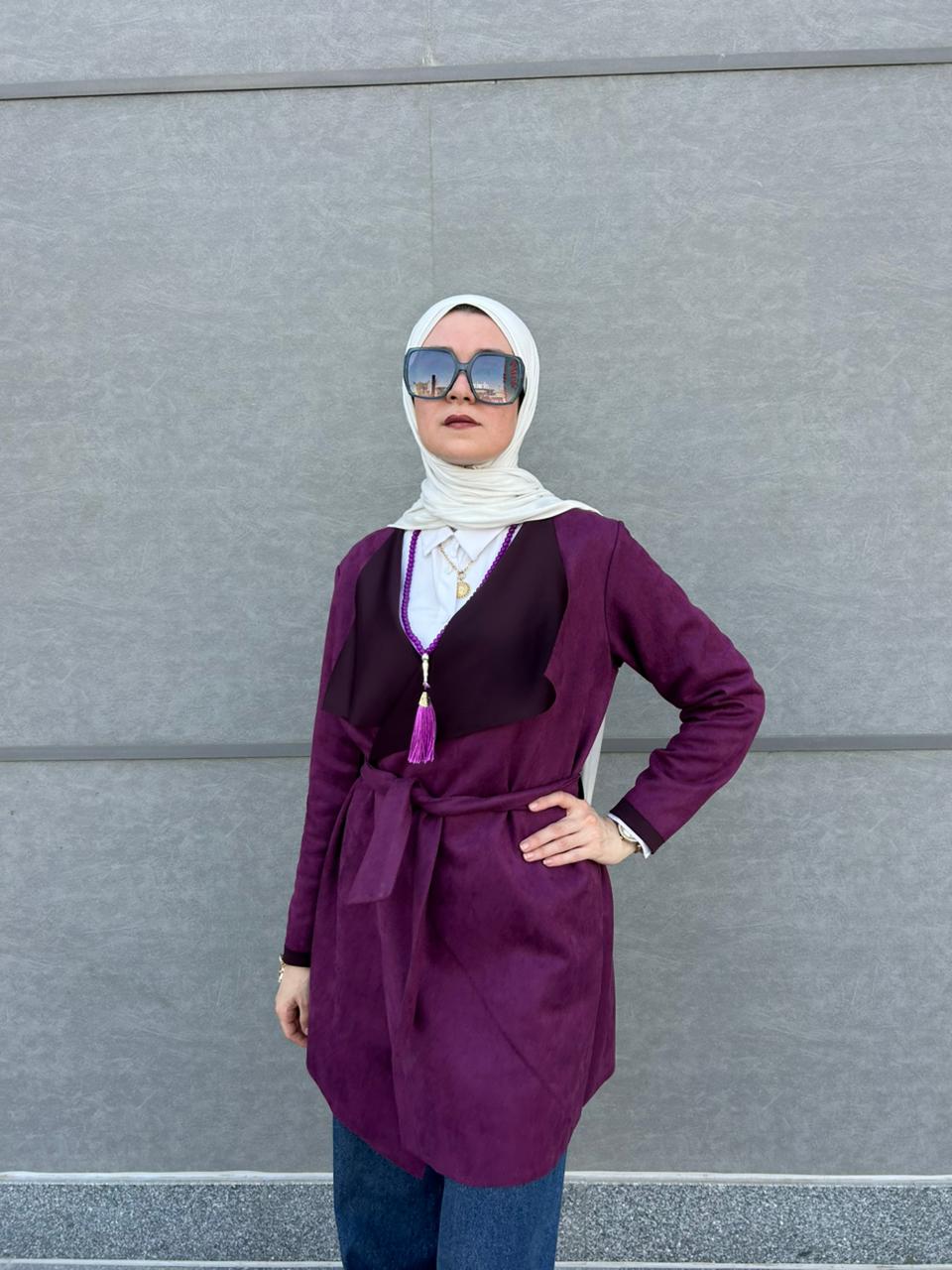 Purplish seude cardigan