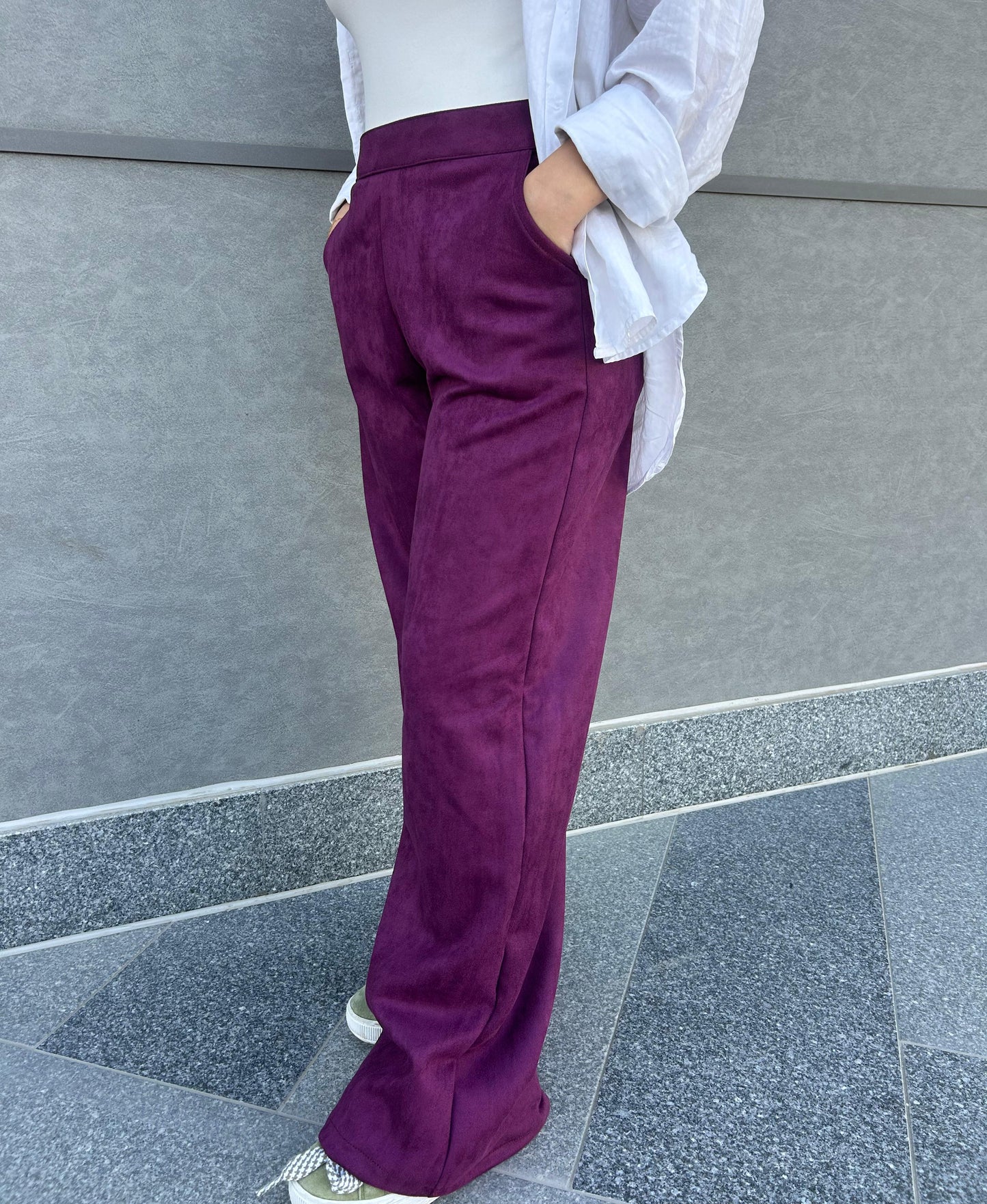 Purplish seude pants