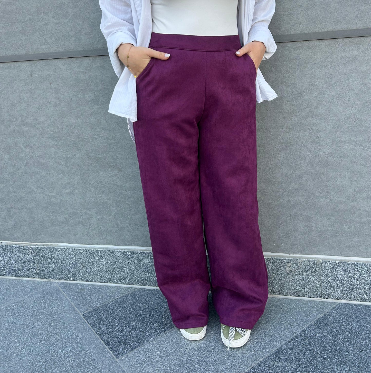 Purplish seude pants