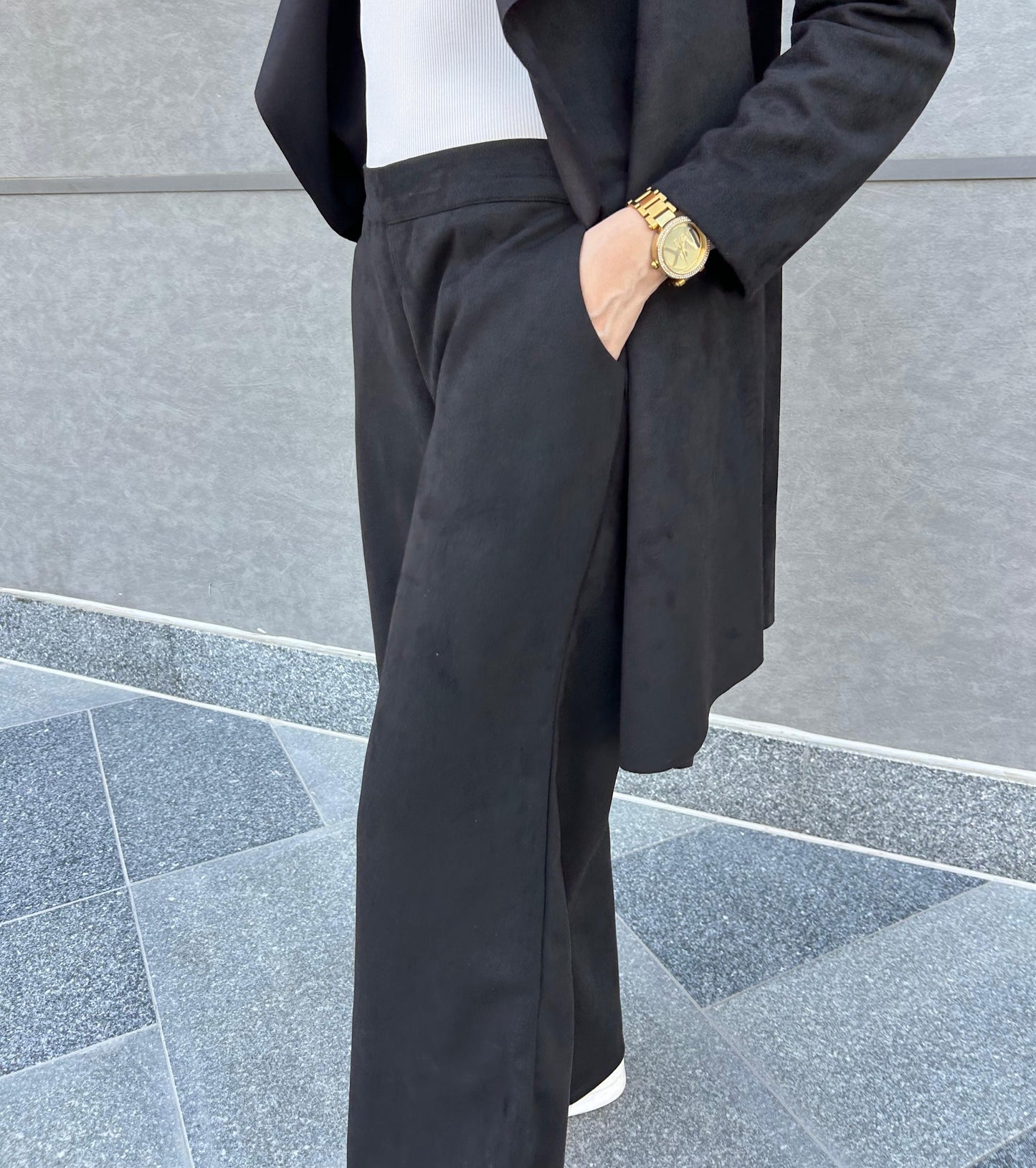 Black seude pants