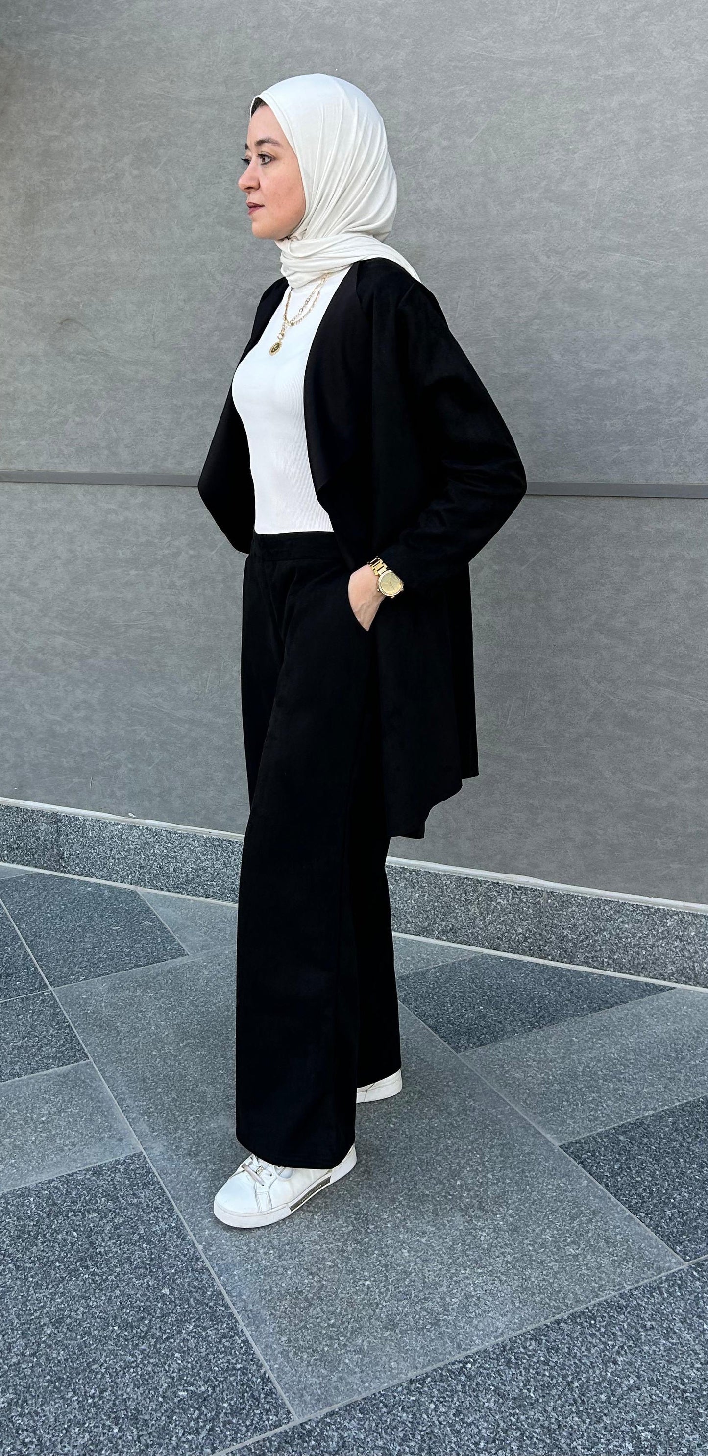 Black seude cardigan