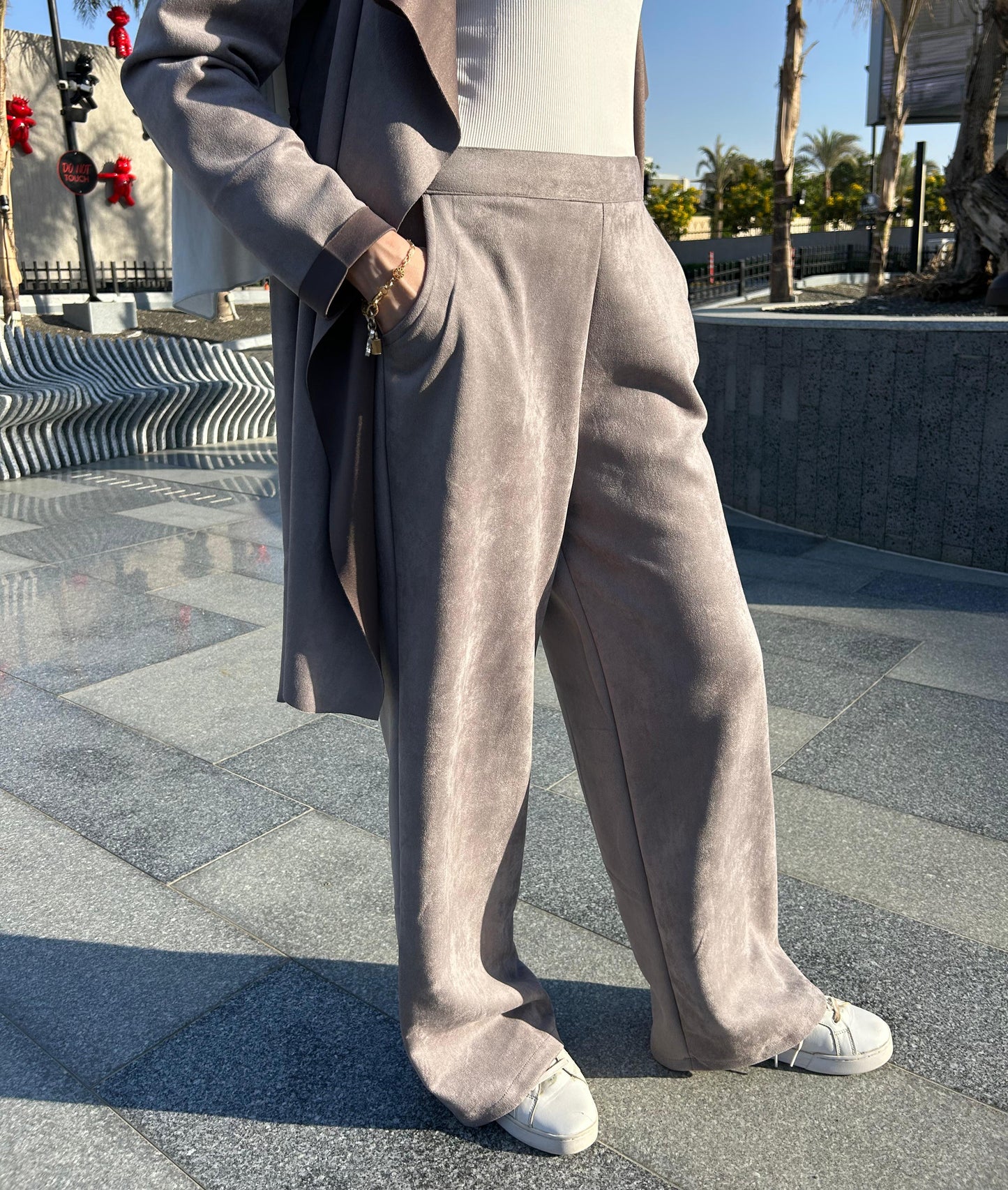 Gray seude pants