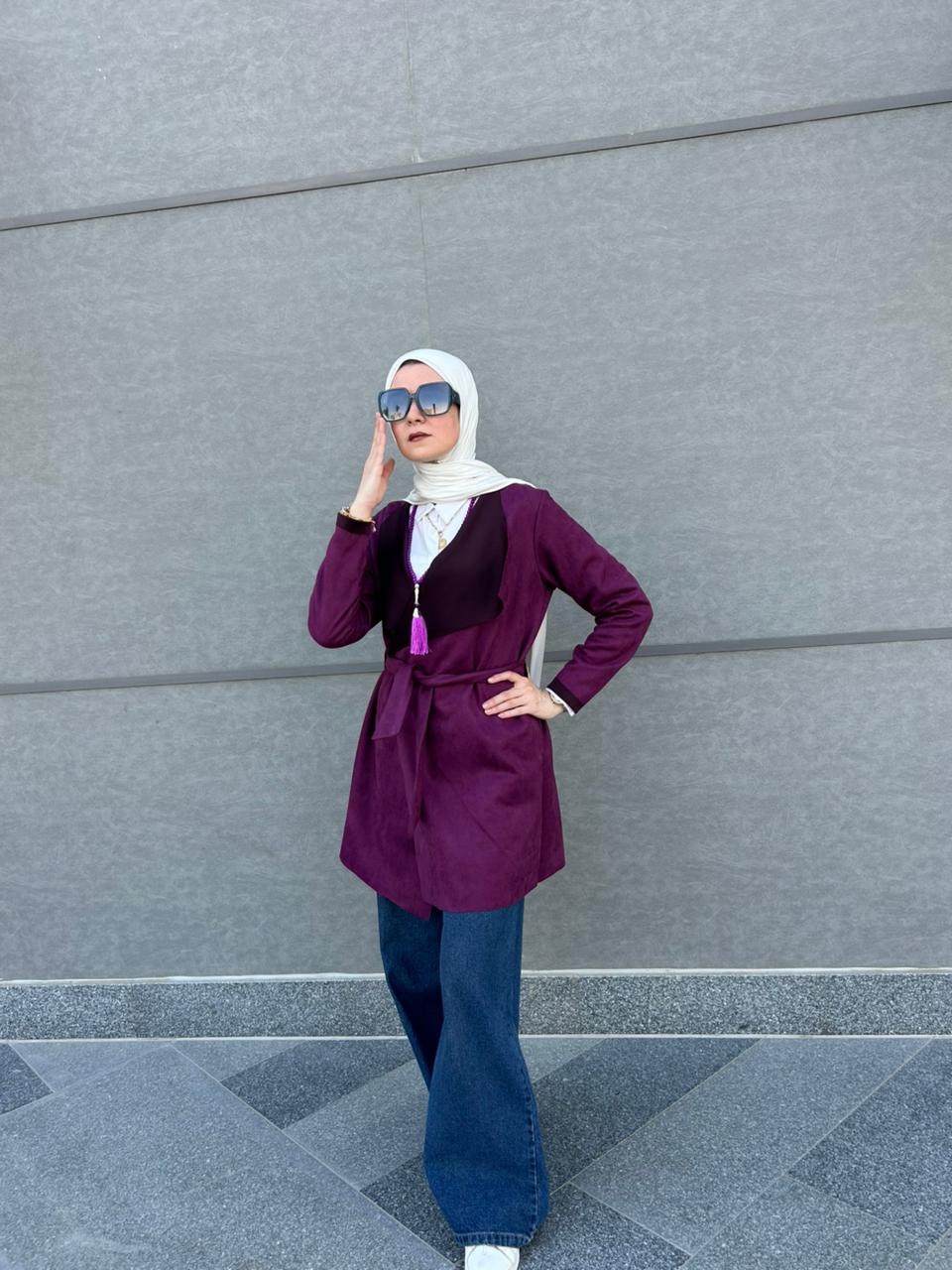 Purplish seude cardigan