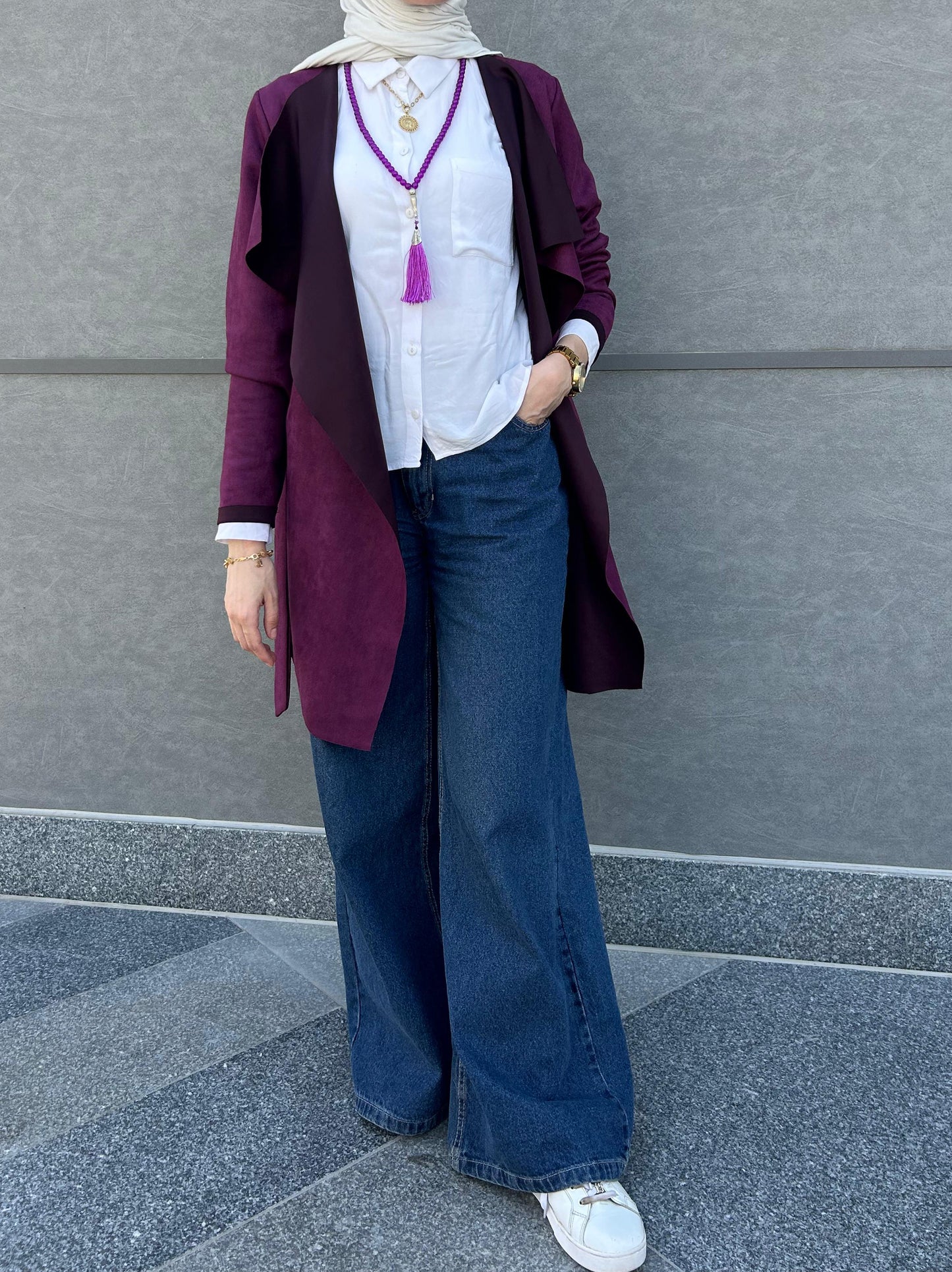 Purplish seude cardigan